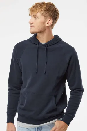 Independent Trading Company Mens Special Blend Raglan Hooded Sweatshirt Hoodie w/ Pouch Pocket - Classic Navy Blue
