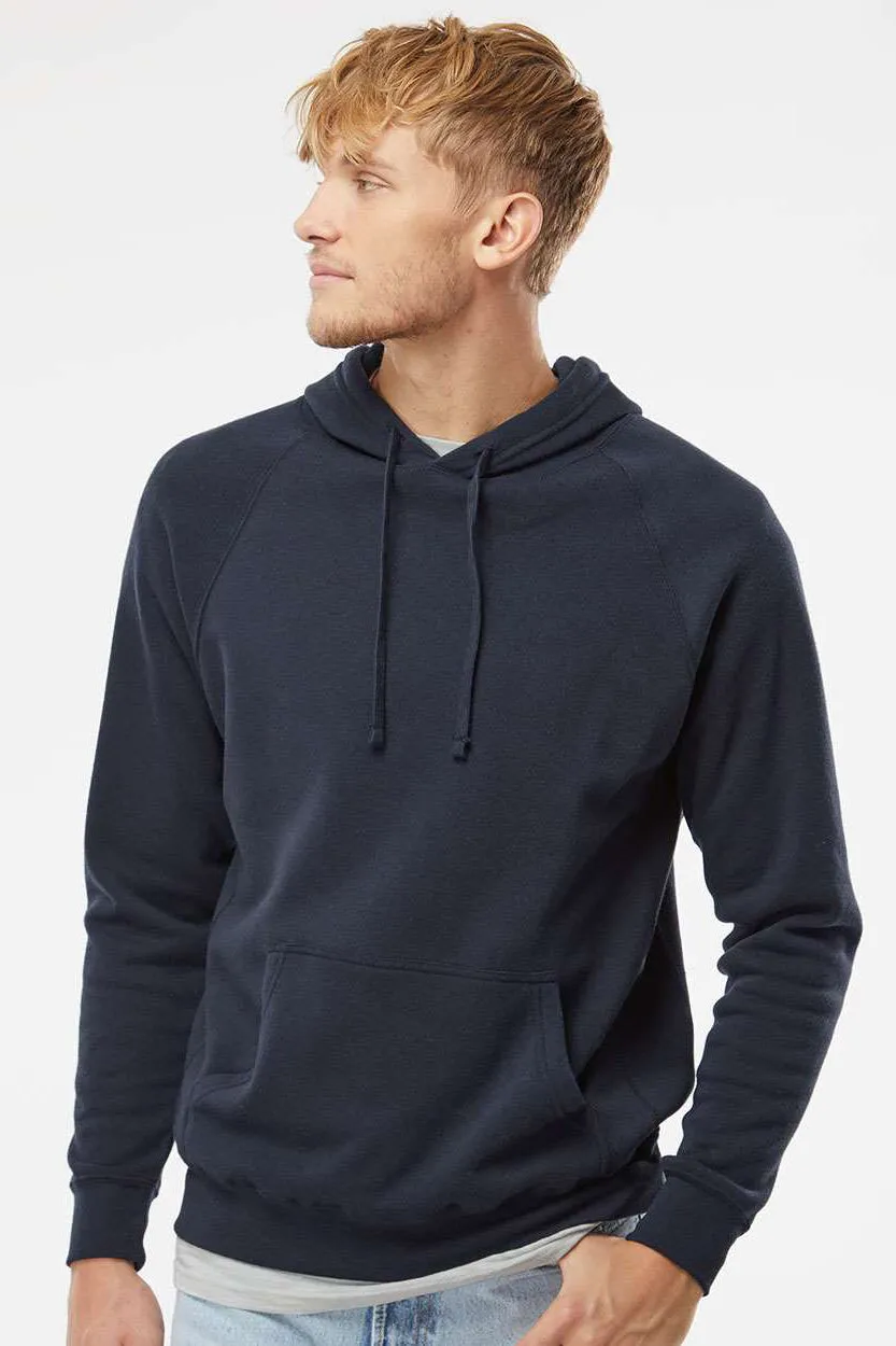 Independent Trading Company Mens Special Blend Raglan Hooded Sweatshirt Hoodie w/ Pouch Pocket - Classic Navy Blue