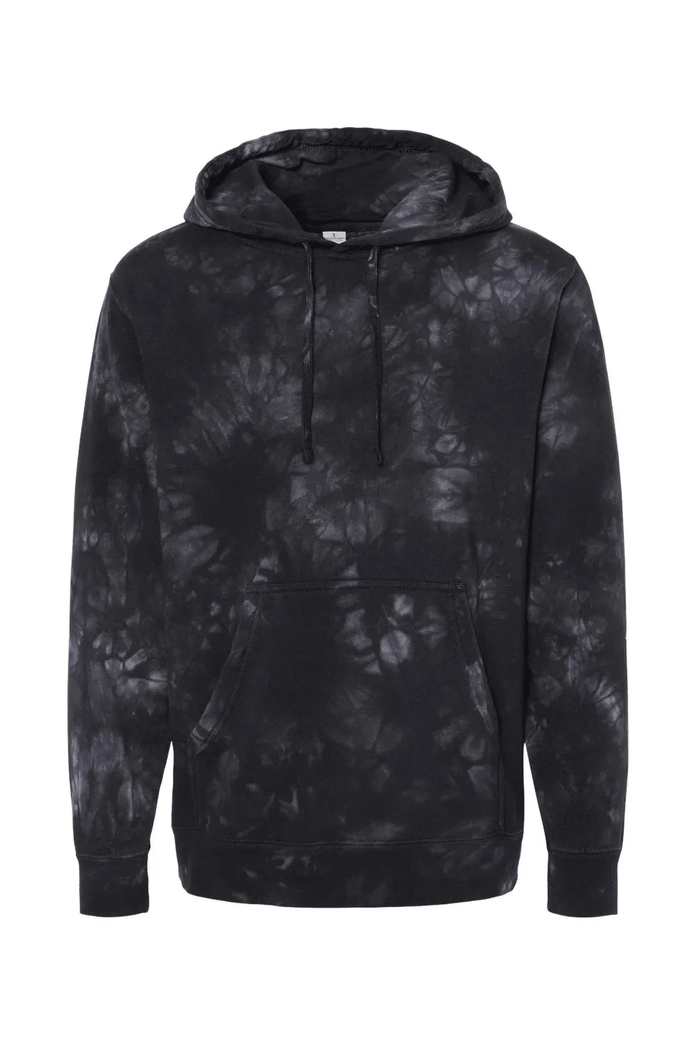 Independent Trading Company Mens Tie-Dye Hooded Sweatshirt Hoodie w/ Pouch Pocket - Black