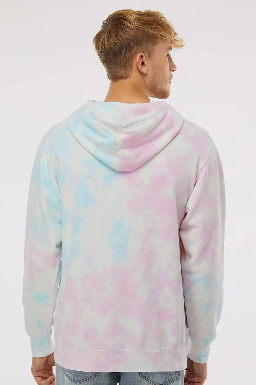 Independent Trading Company Mens Tie-Dye Hooded Sweatshirt Hoodie w/ Pouch Pocket - Cotton Candy