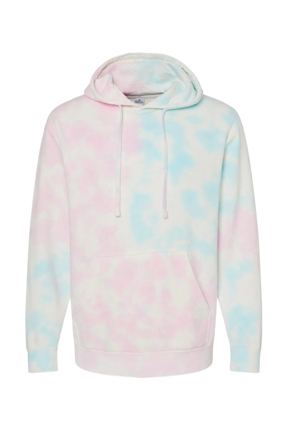 Independent Trading Company Mens Tie-Dye Hooded Sweatshirt Hoodie w/ Pouch Pocket - Cotton Candy
