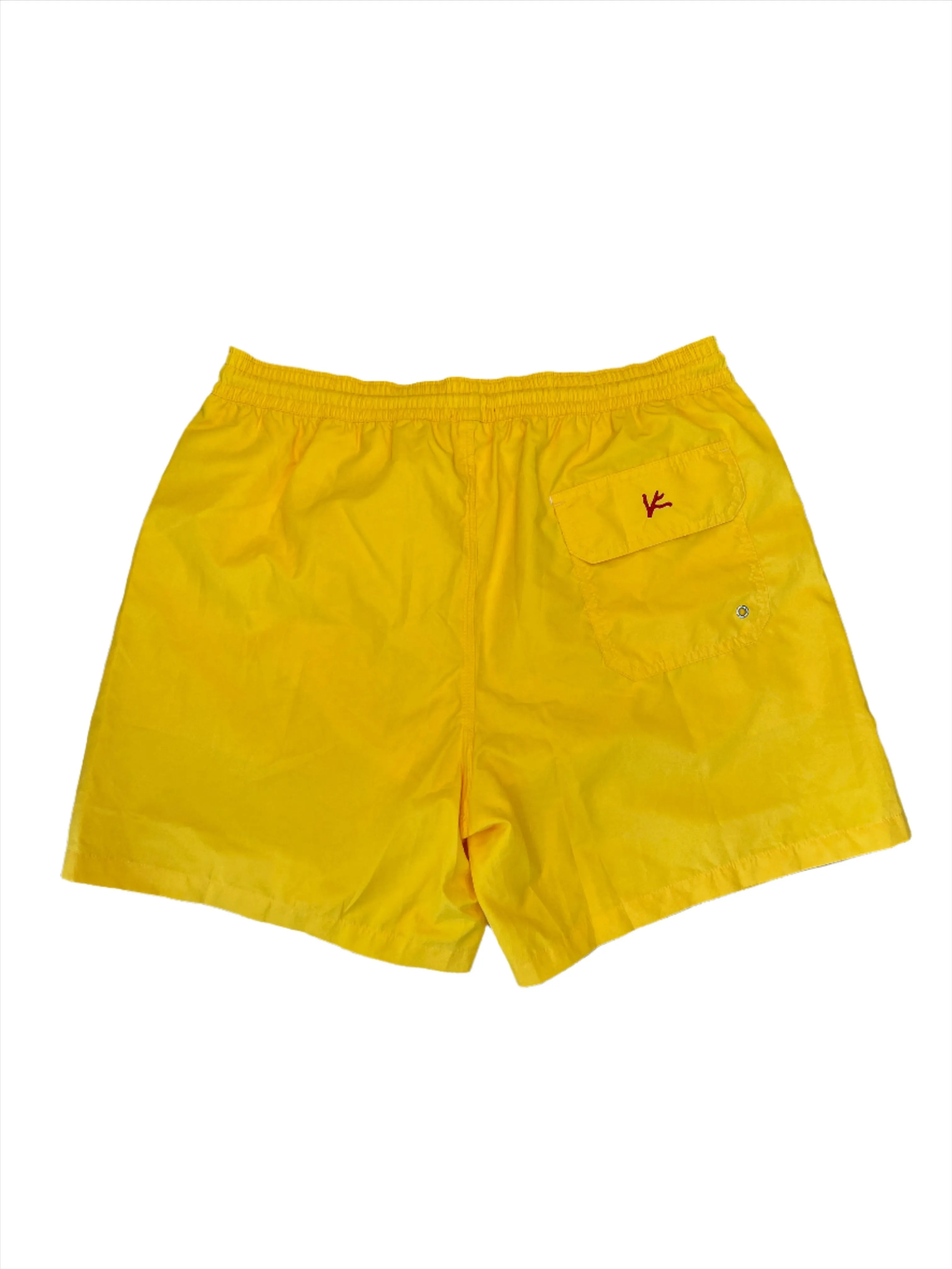 Isaia New Mens Solid Yellow Swim Trunk