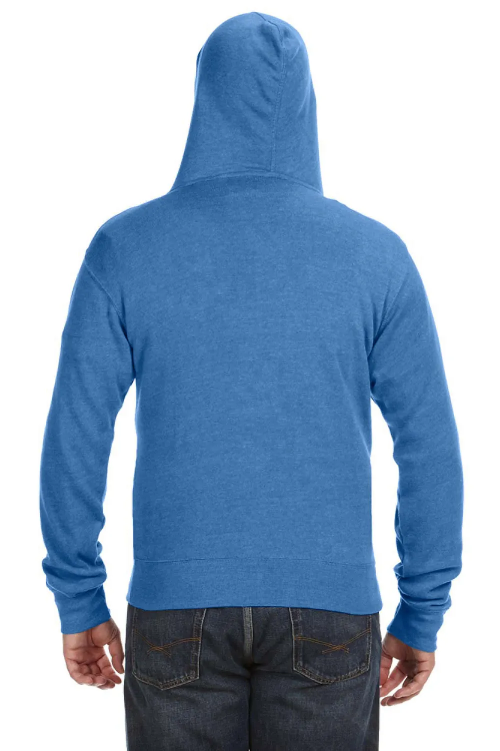 J America Mens Fleece Full Zip Hooded Sweatshirt Hoodie w/ Pockets - Royal Blue