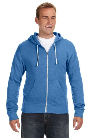 J America Mens Fleece Full Zip Hooded Sweatshirt Hoodie w/ Pockets - Royal Blue