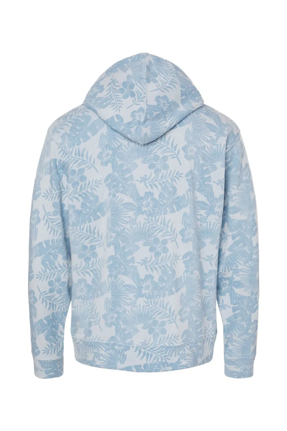 J America Mens Fleece Hooded Sweatshirt Hoodie w/ Pouch Pocket - Chambray Blue Aloha