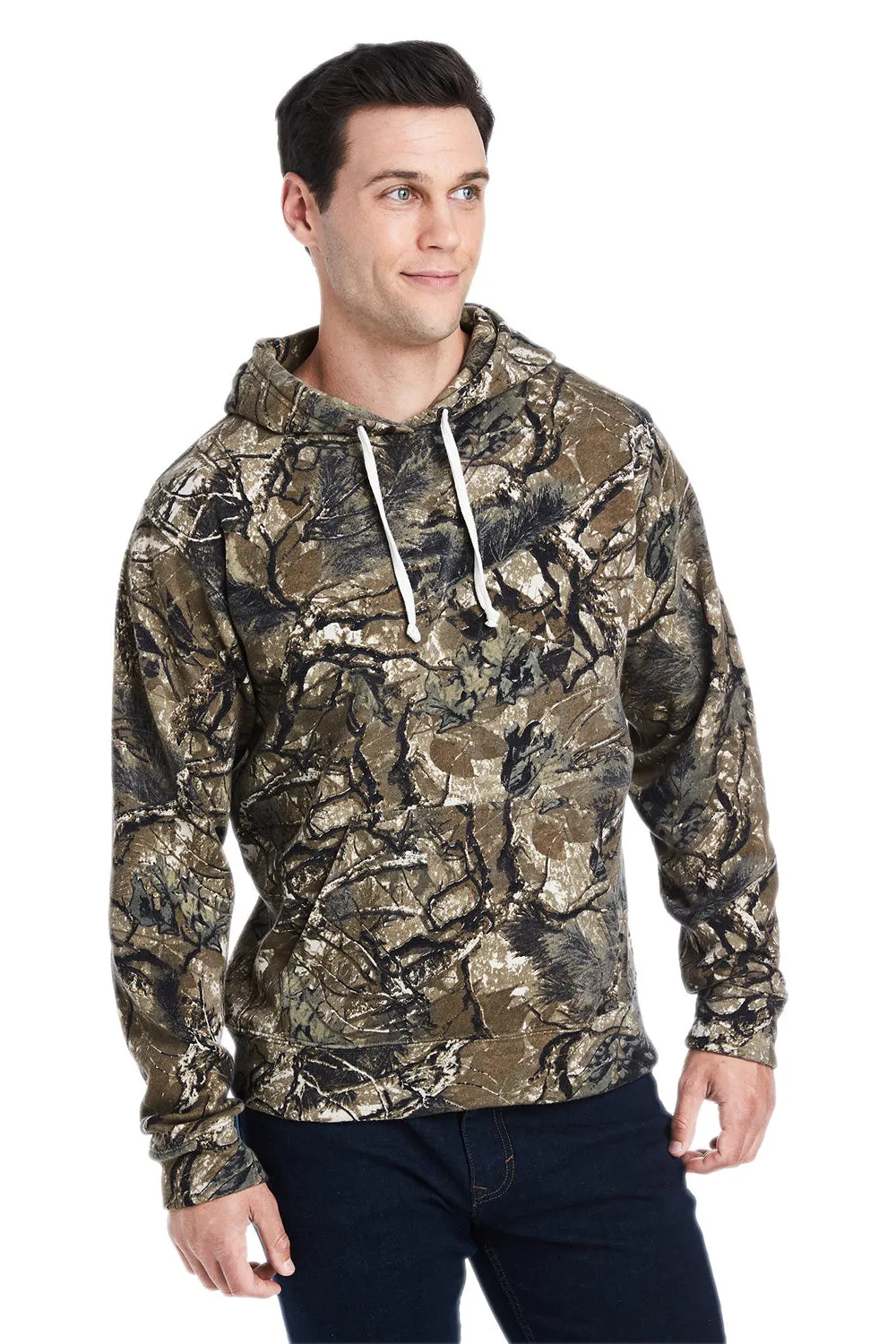 J America Mens Fleece Hooded Sweatshirt Hoodie w/ Pouch Pocket - Outdoor Camo