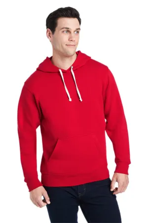 J America Mens Fleece Hooded Sweatshirt Hoodie w/ Pouch Pocket - Solid Red