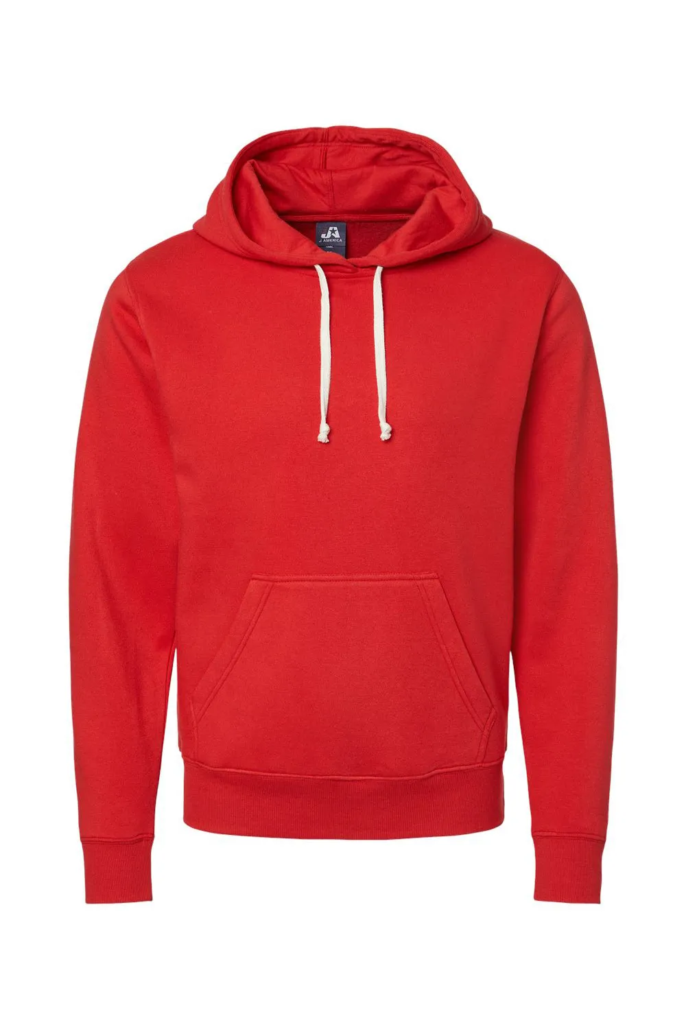 J America Mens Fleece Hooded Sweatshirt Hoodie w/ Pouch Pocket - Solid Red