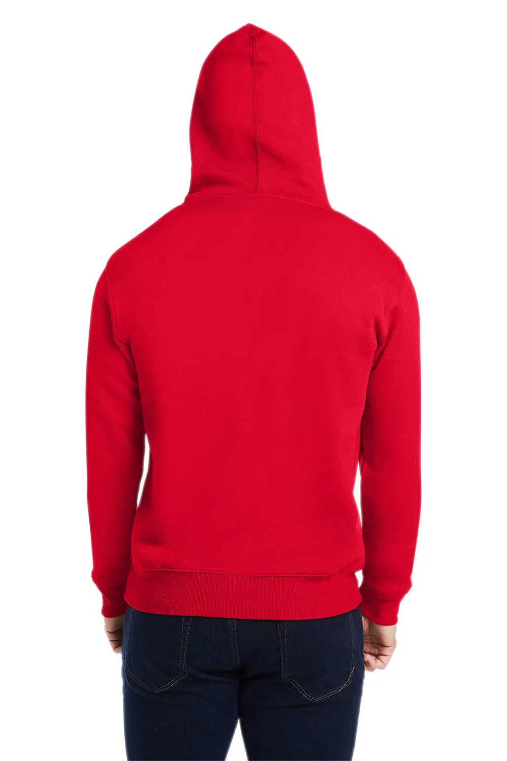 J America Mens Fleece Hooded Sweatshirt Hoodie w/ Pouch Pocket - Solid Red