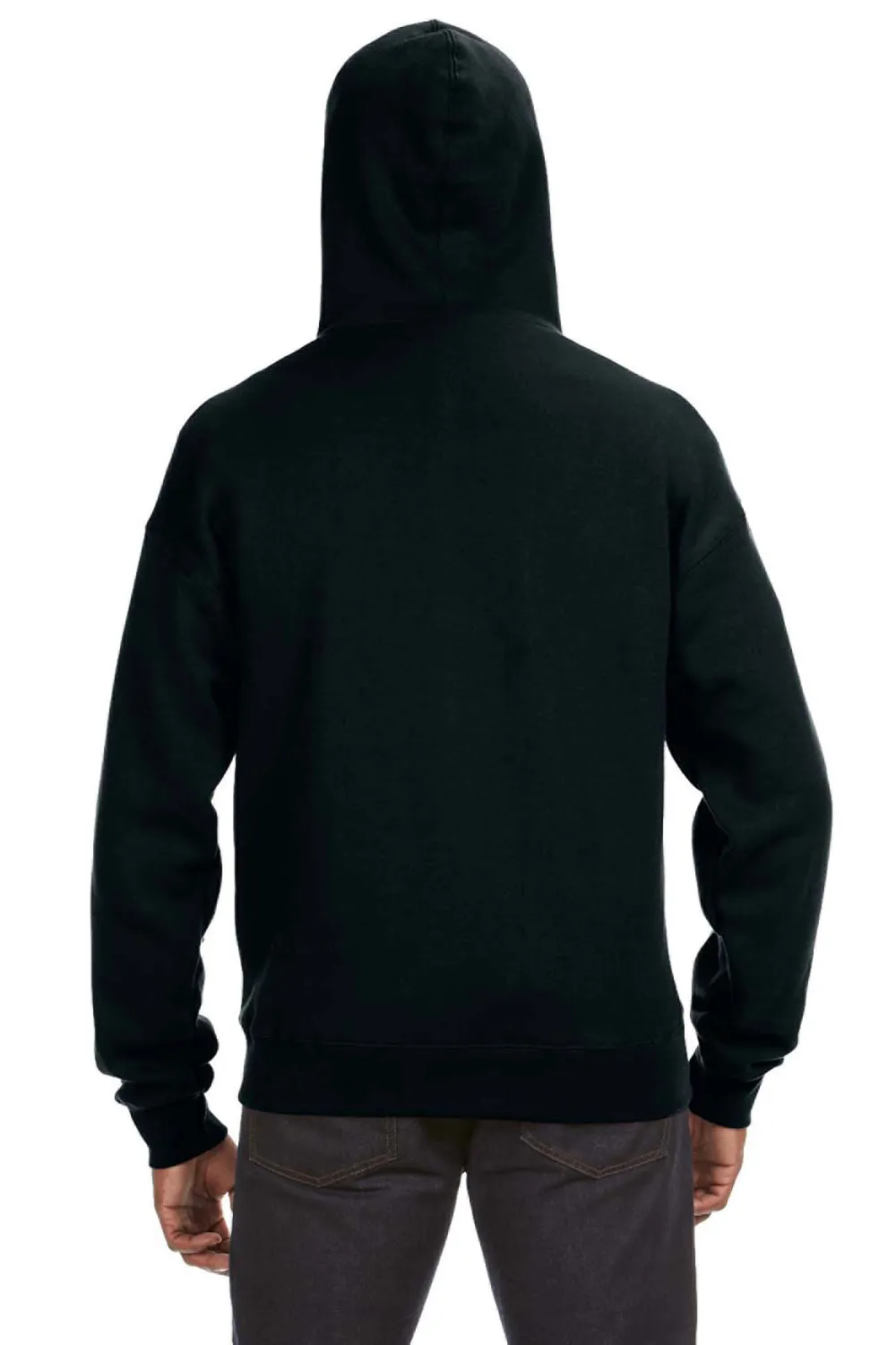 J America Mens Premium Fleece Full Zip Hooded Sweatshirt Hoodie w/ Pockets - Black