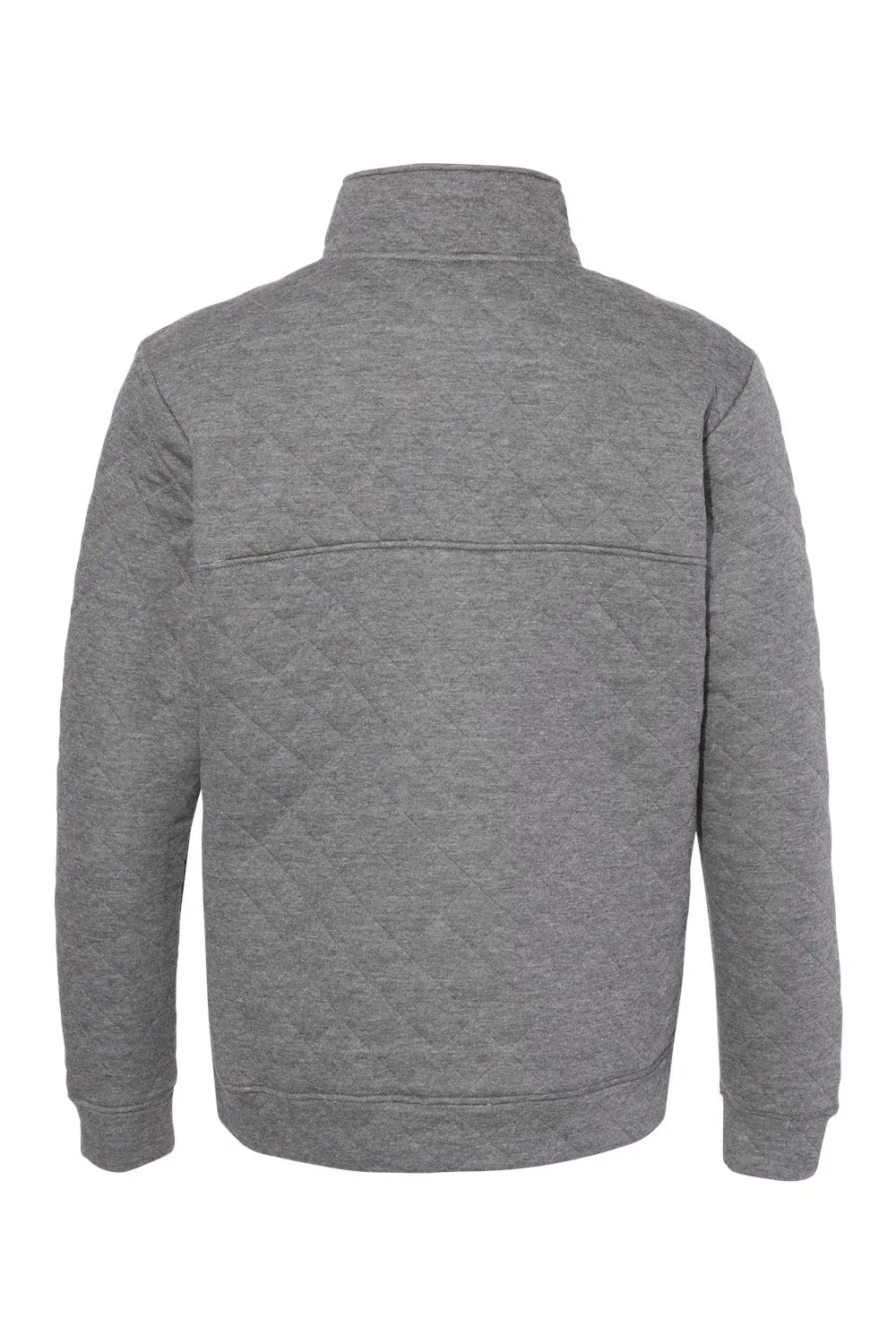 J America Mens Quilted 1/4 Snap Down Sweatshirt - Heather Charcoal Grey
