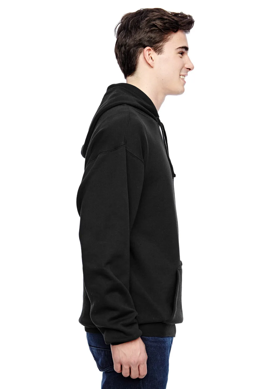 J America Mens Tailgate Fleece Hooded Sweatshirt Hoodie w/ Pouch Pocket - Black