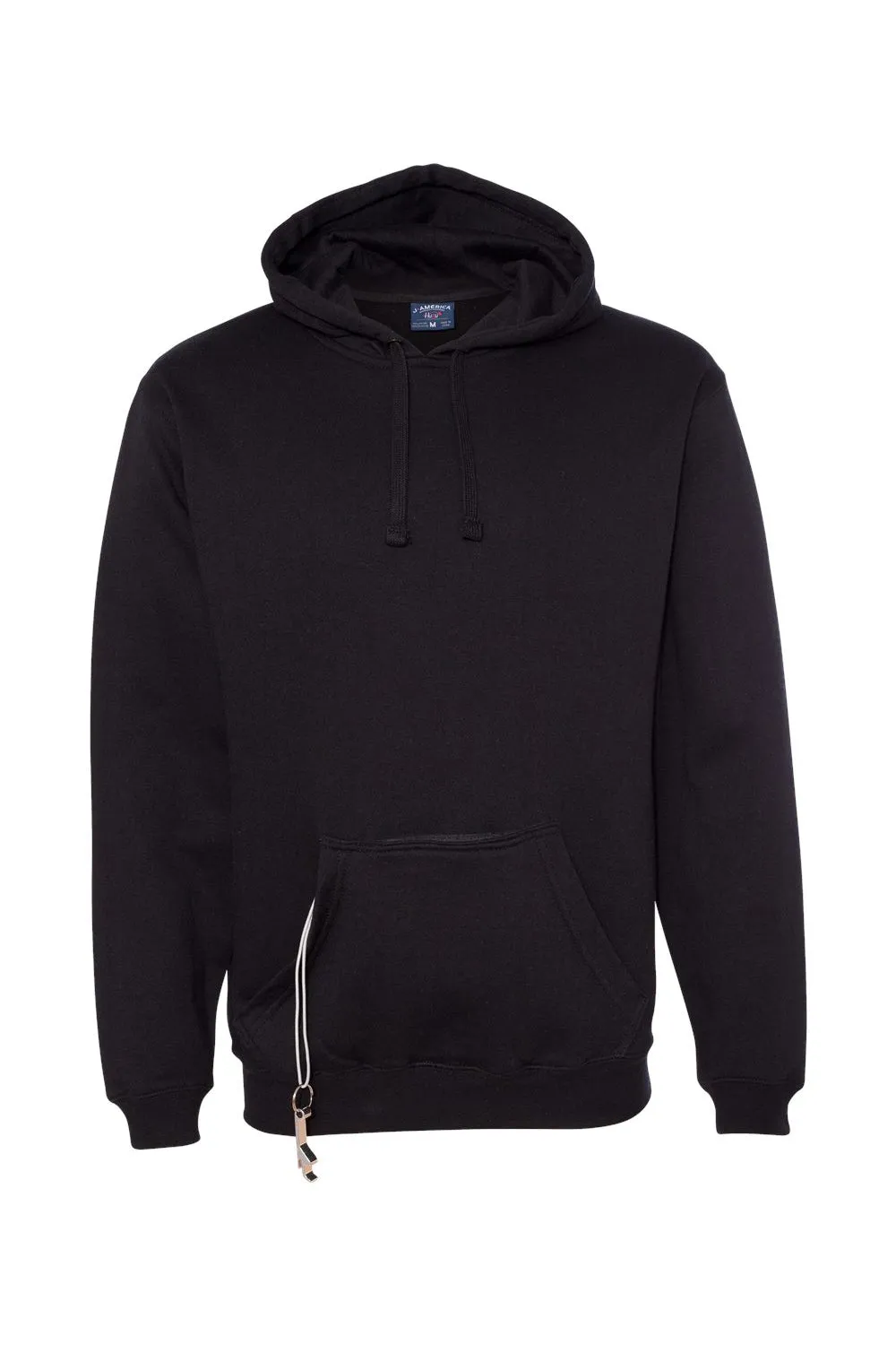 J America Mens Tailgate Fleece Hooded Sweatshirt Hoodie w/ Pouch Pocket - Black