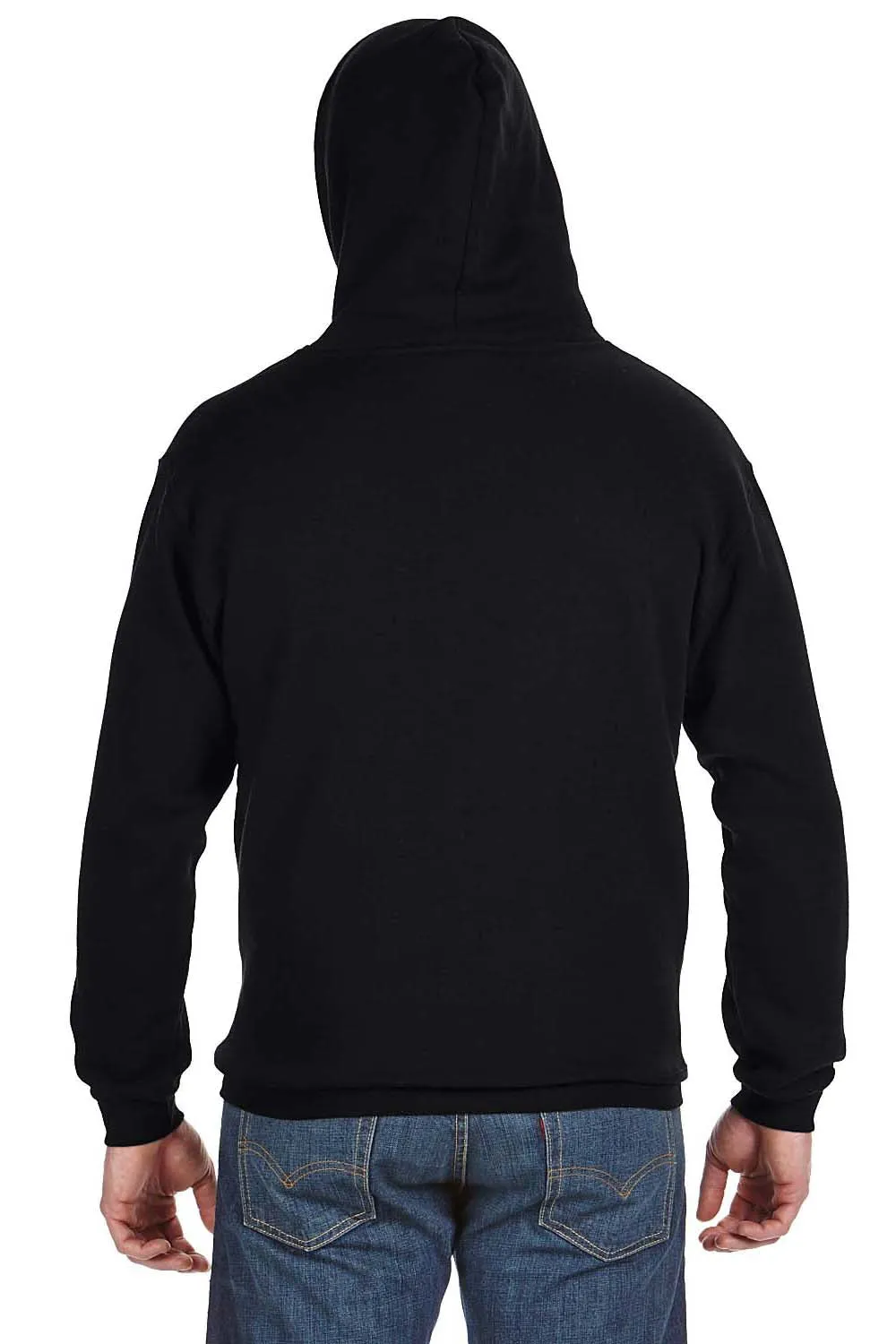 J America Mens Tailgate Fleece Hooded Sweatshirt Hoodie w/ Pouch Pocket - Black