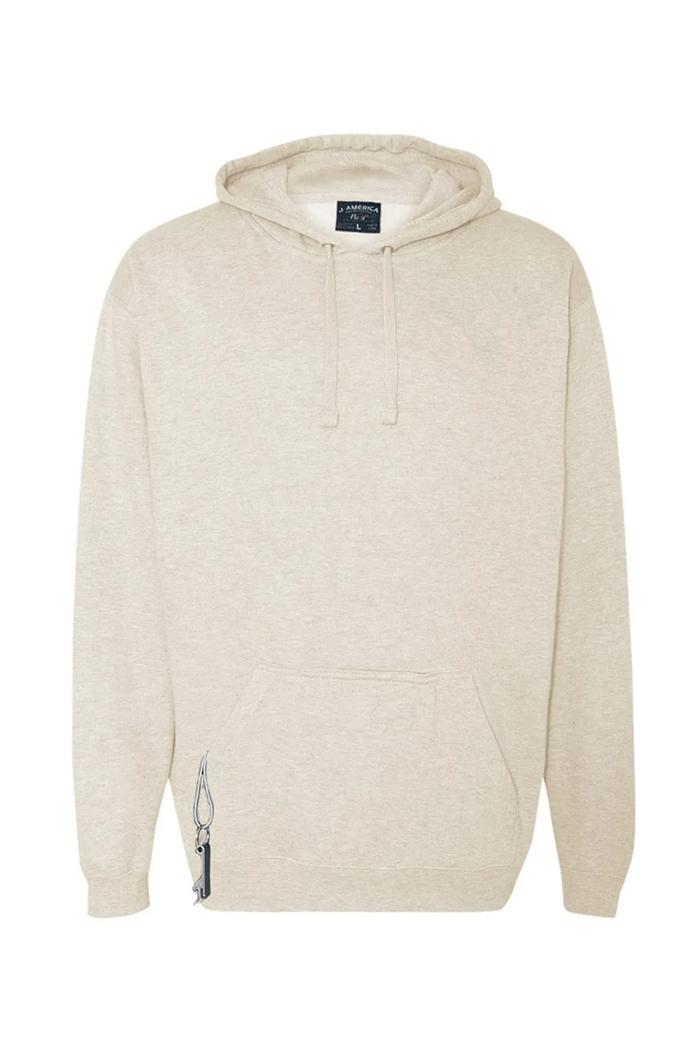 J America Mens Tailgate Fleece Hooded Sweatshirt Hoodie w/ Pouch Pocket - Heather Oatmeal