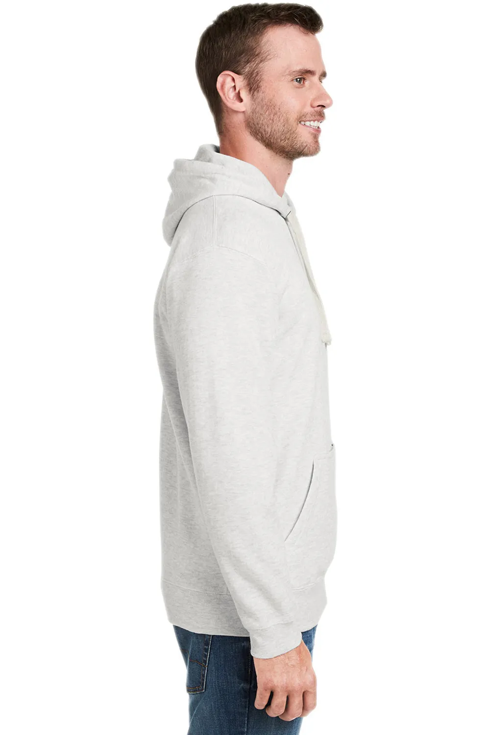 J America Mens Tailgate Fleece Hooded Sweatshirt Hoodie w/ Pouch Pocket - Heather Oatmeal