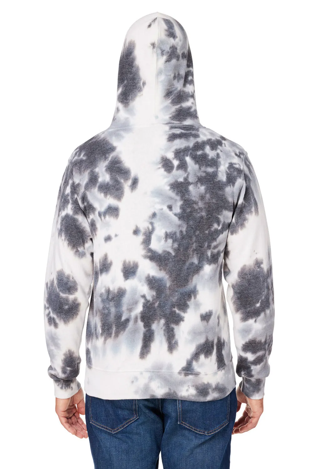 J America Mens Tie-Dye Hooded Sweatshirt Hoodie w/ Pouch Pocket - Black