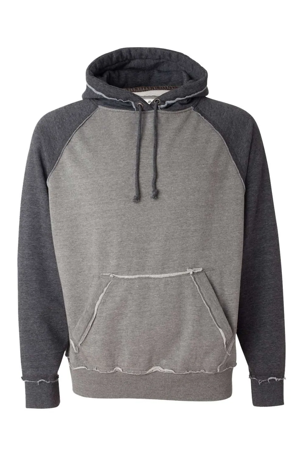 J America Mens Vintage Heather Hooded Sweatshirt Hoodie w/ Pouch Pocket - Smoke Grey/Charcoal Grey