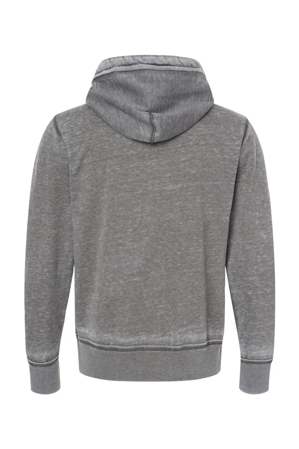 J America Mens Vintage Zen Burnout Fleece Full Zip Hooded Sweatshirt Hoodie w/ Pockets - Cement Grey