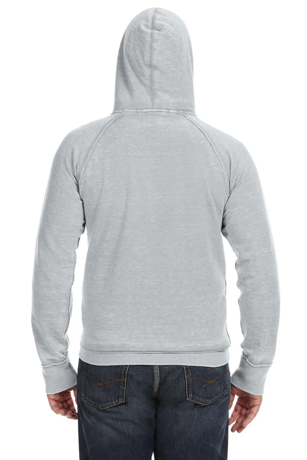 J America Mens Vintage Zen Burnout Fleece Hooded Sweatshirt Hoodie w/ Pouch Pocket - Cement Grey