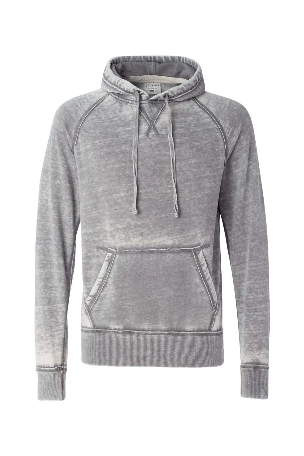 J America Mens Vintage Zen Burnout Fleece Hooded Sweatshirt Hoodie w/ Pouch Pocket - Cement Grey