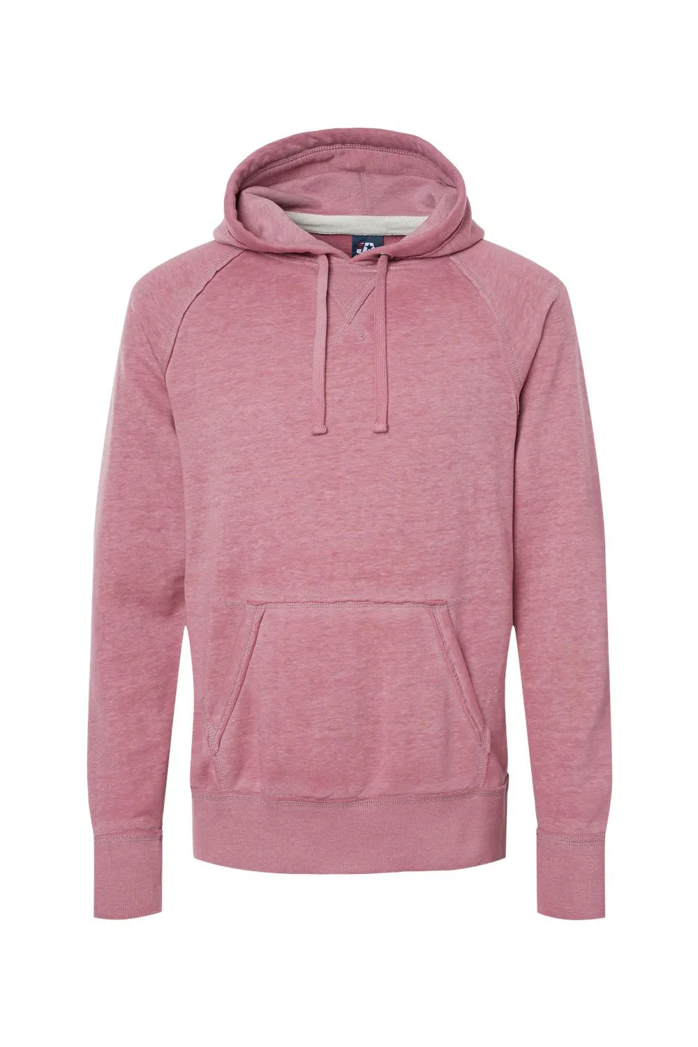 J America Mens Vintage Zen Burnout Fleece Hooded Sweatshirt Hoodie w/ Pouch Pocket - Rose