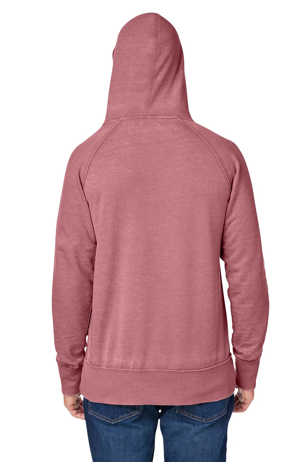 J America Mens Vintage Zen Burnout Fleece Hooded Sweatshirt Hoodie w/ Pouch Pocket - Rose