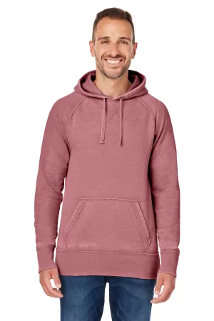 J America Mens Vintage Zen Burnout Fleece Hooded Sweatshirt Hoodie w/ Pouch Pocket - Rose