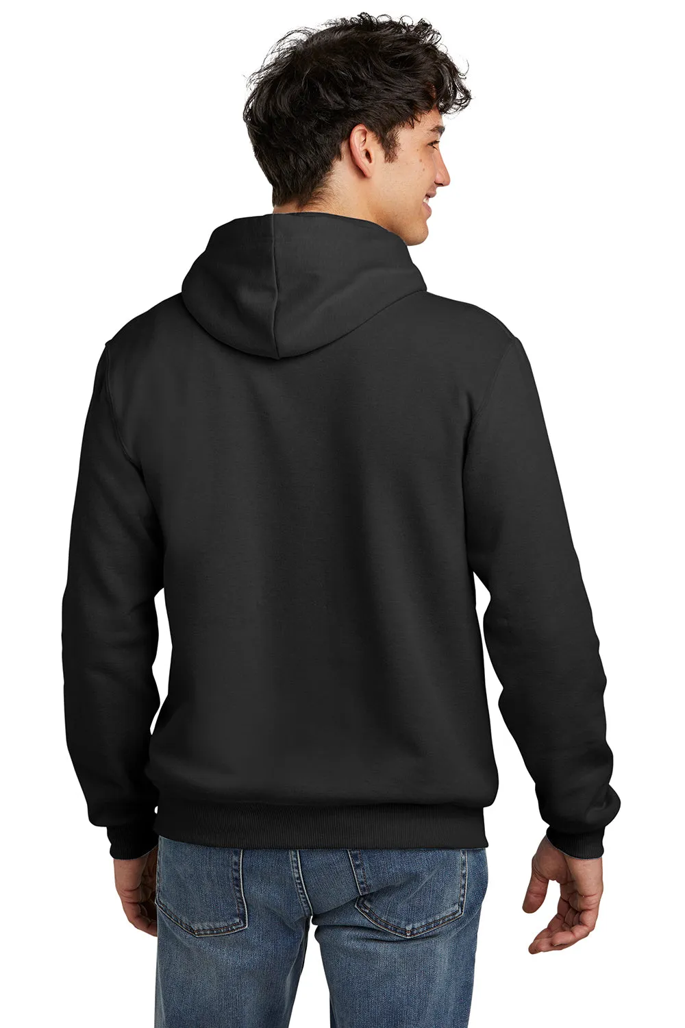 Jerzees Mens Eco Premium Moisture Wicking Hooded Sweatshirt Hoodie w/ Pouch Pocket - Heather Ink Black