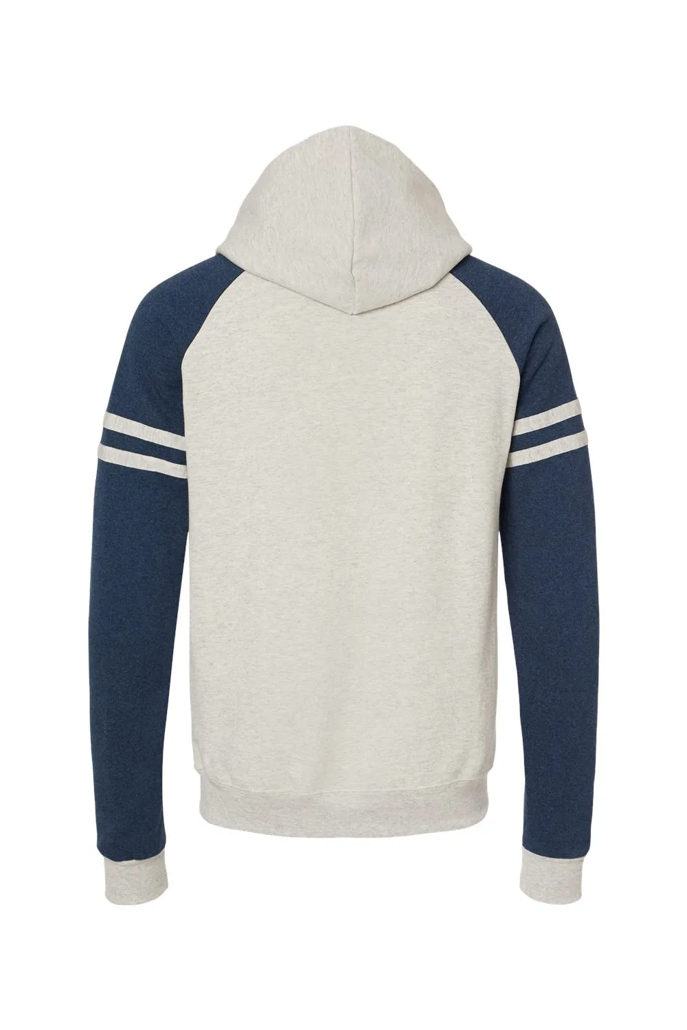 Jerzees Mens NuBlend Fleece Varsity Colorblock Hooded Sweatshirt Hoodie w/ Pouch Pocket - Heather Oatmeal/Indigo Blue