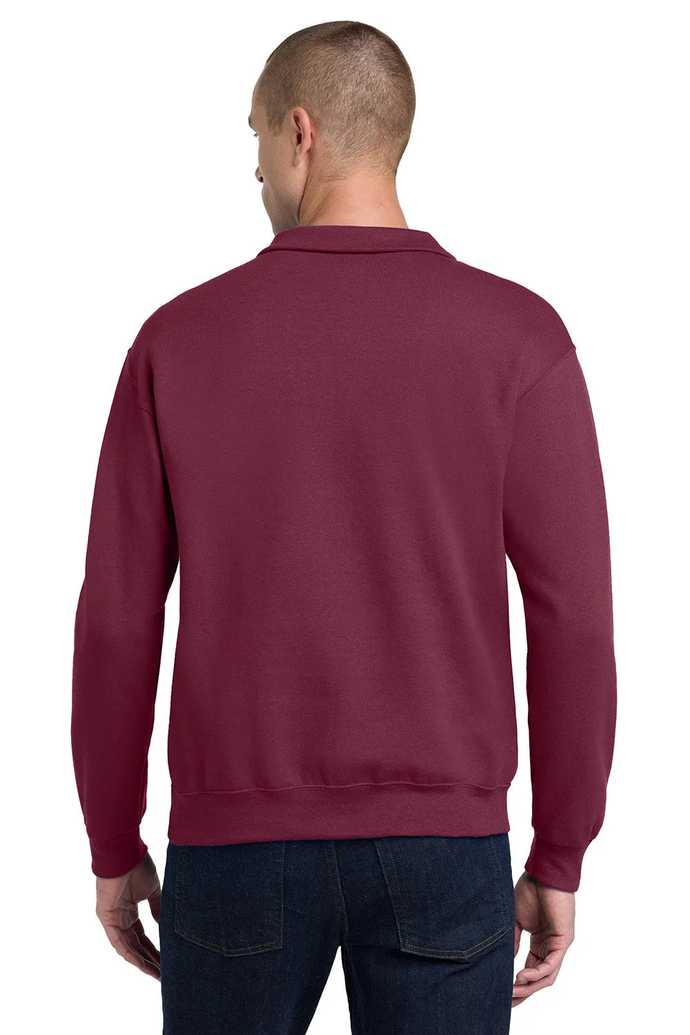 Jerzees Mens NuBlend Pill Resistant Fleece 1/4 Zip Sweatshirt - Maroon