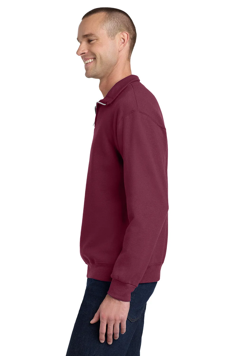 Jerzees Mens NuBlend Pill Resistant Fleece 1/4 Zip Sweatshirt - Maroon