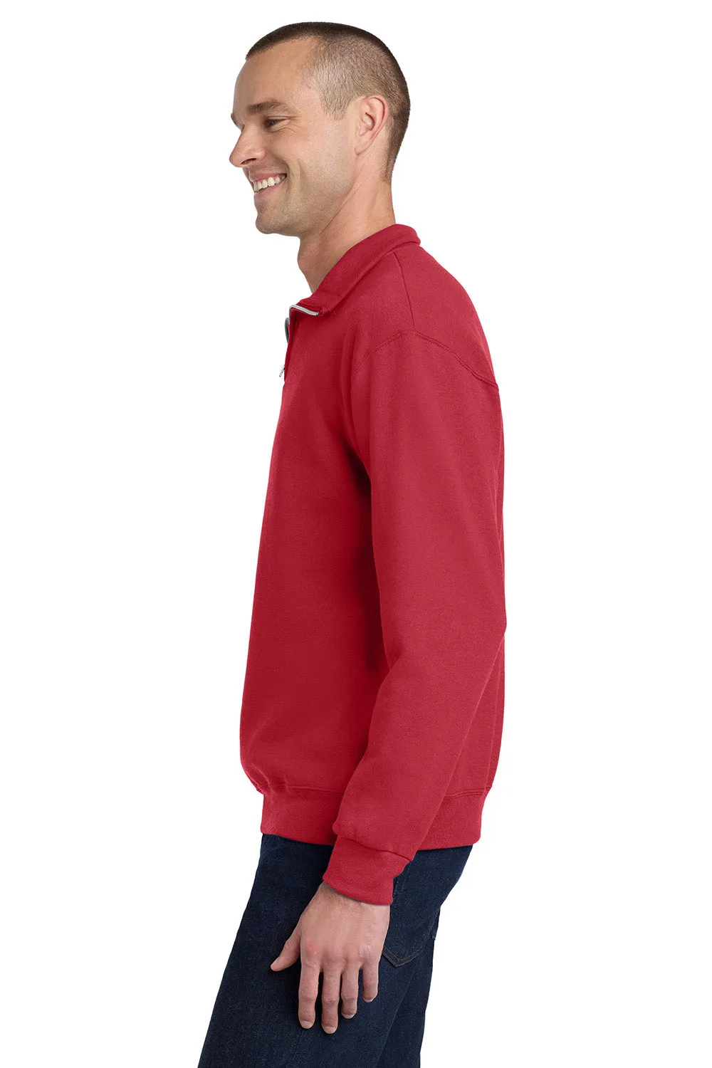Jerzees Mens NuBlend Pill Resistant Fleece 1/4 Zip Sweatshirt - True Red
