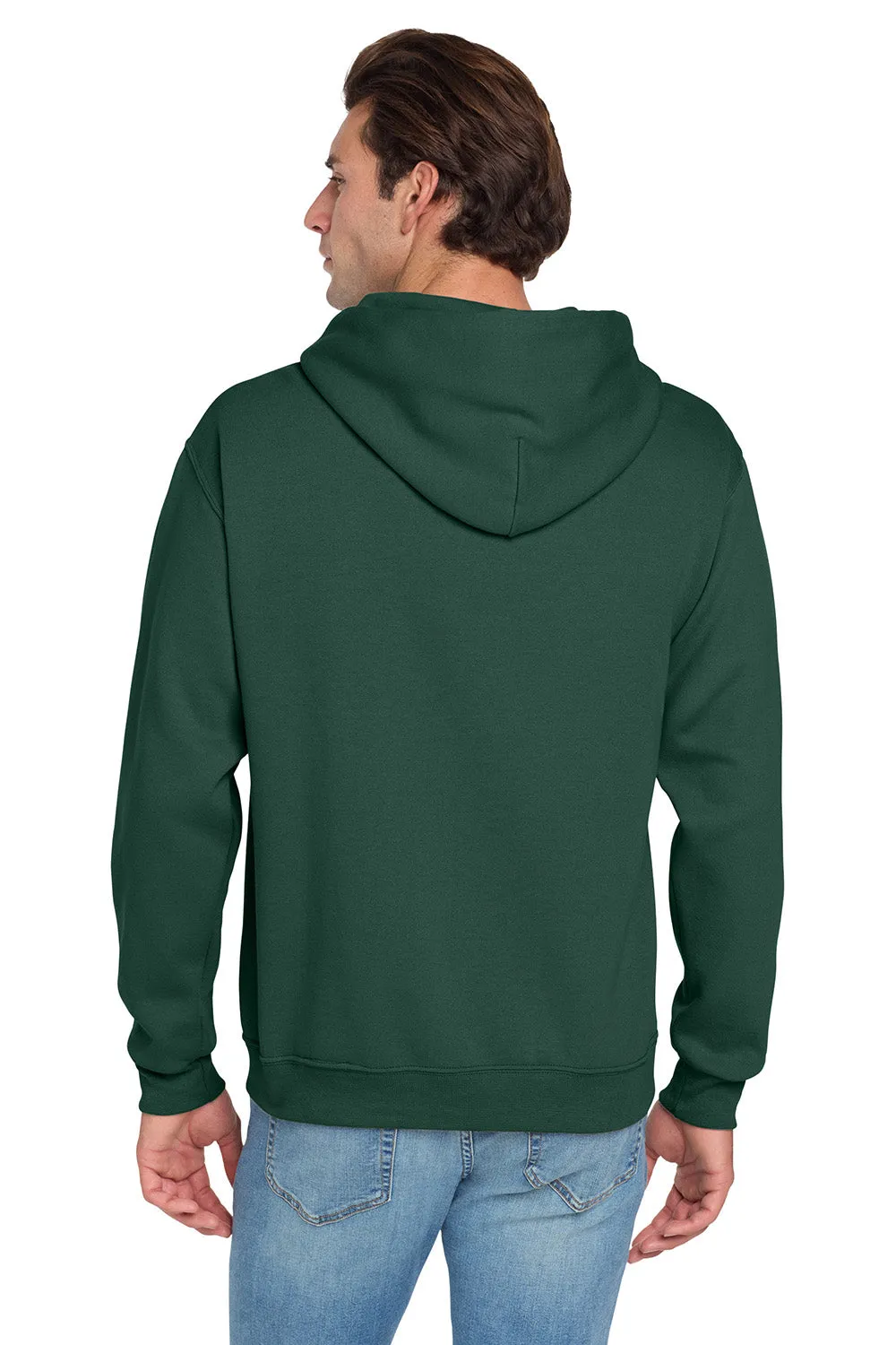 Jerzees Mens NuBlend Pill Resistant Fleece Hooded Sweatshirt Hoodie w/ Pouch Pocket - Forest Green
