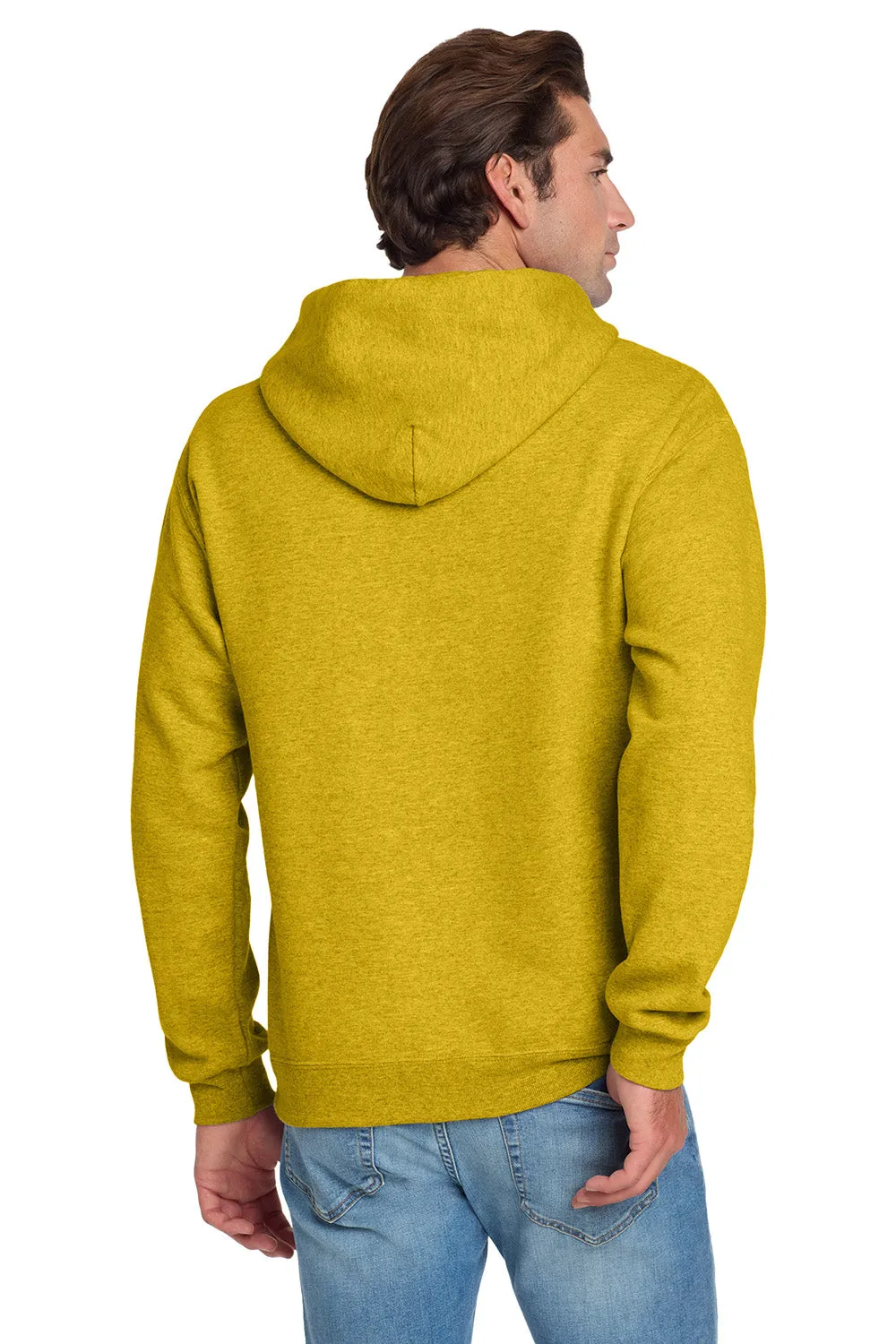 Jerzees Mens NuBlend Pill Resistant Fleece Hooded Sweatshirt Hoodie w/ Pouch Pocket - Heather Mustard Yellow