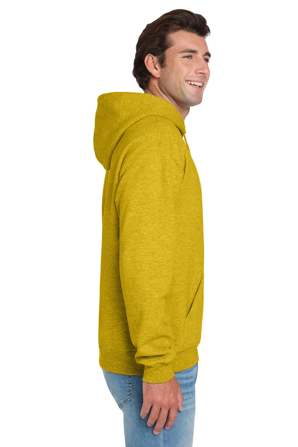 Jerzees Mens NuBlend Pill Resistant Fleece Hooded Sweatshirt Hoodie w/ Pouch Pocket - Heather Mustard Yellow