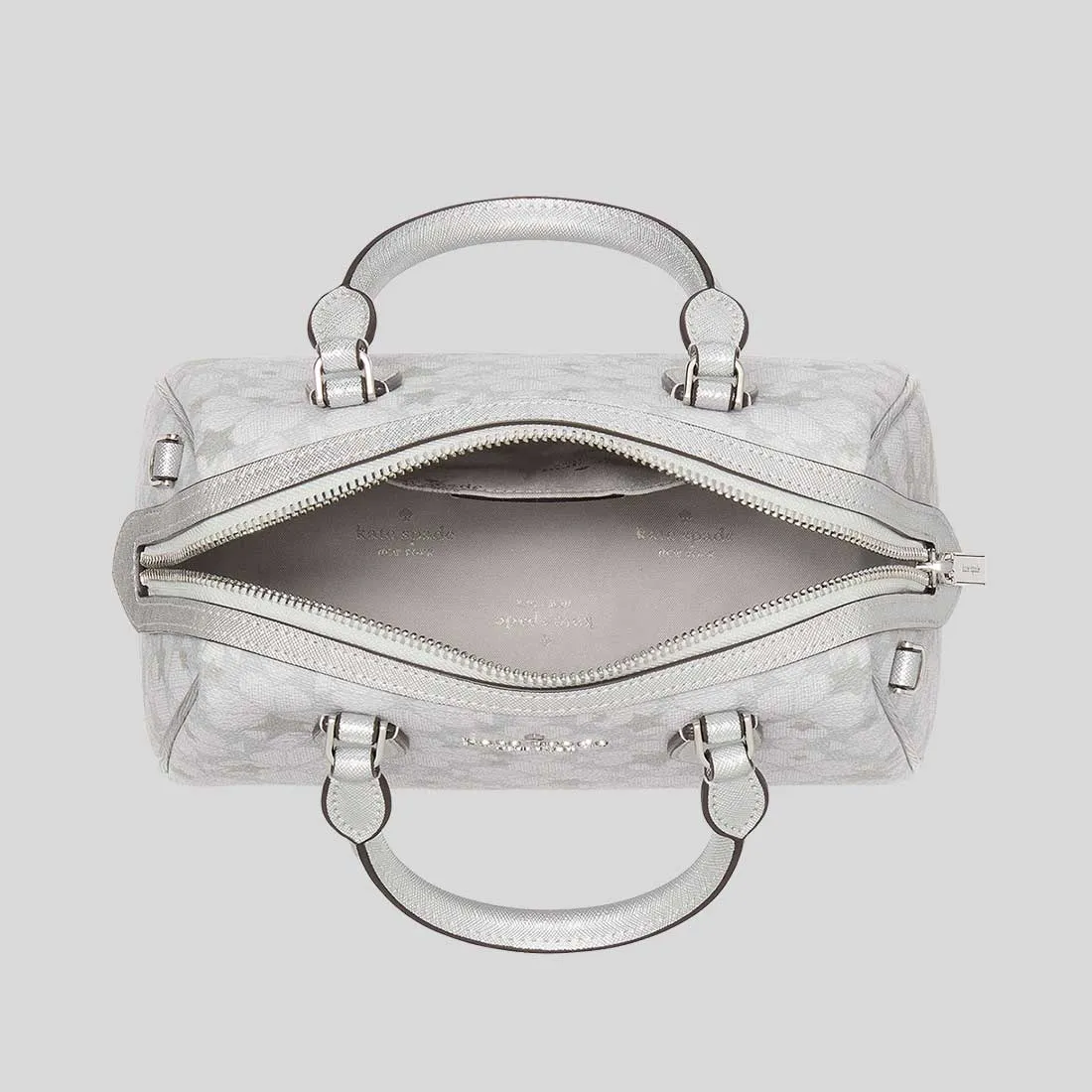 Kate Spade Bags KATE SPADE Spade Flower Star Toss Small Dolly Duffle Crossbody Bag Platinum Grey Multi KI908