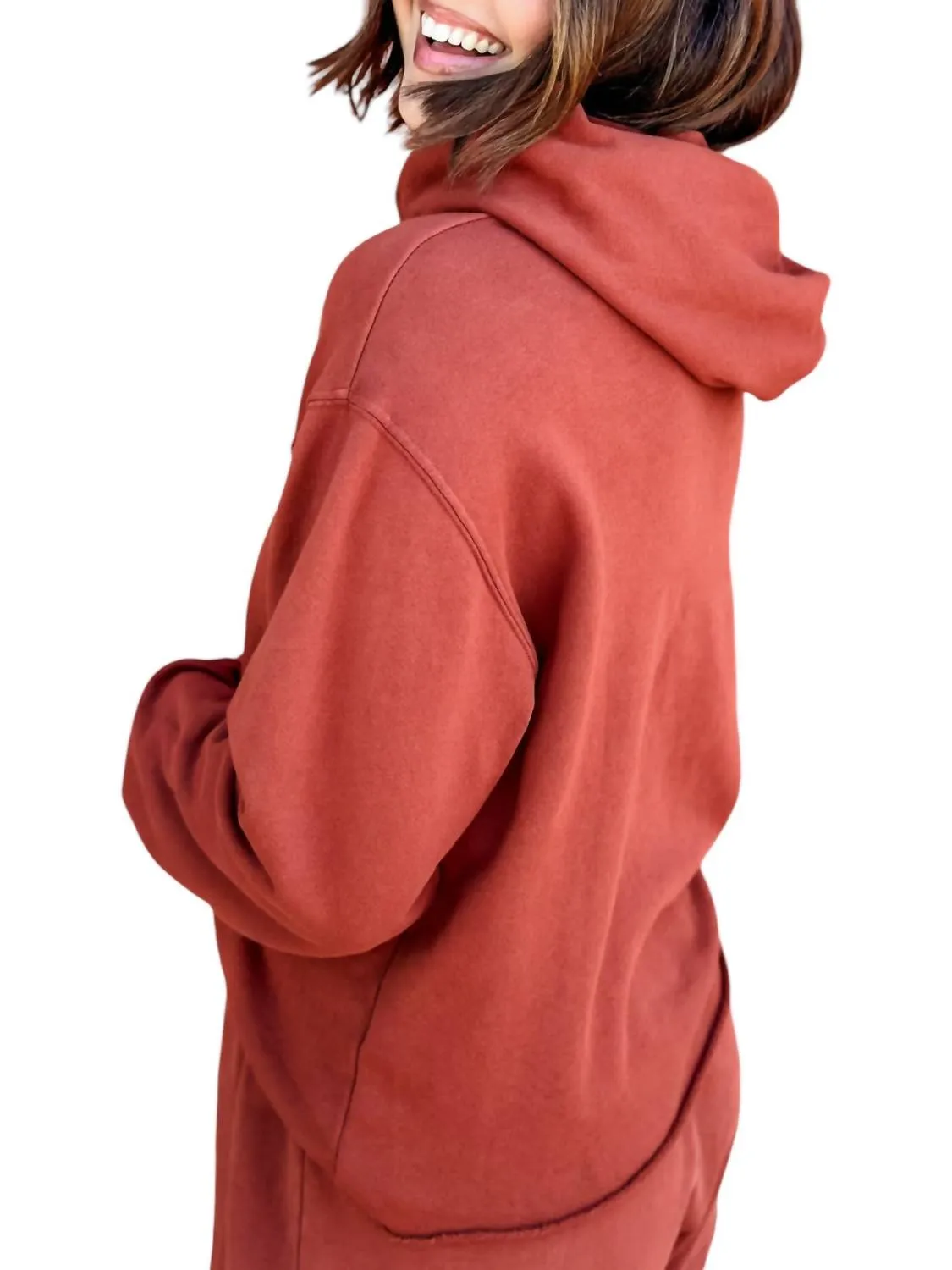 Kokomo Beach Fleece Cutoff Hoodie In Russet
