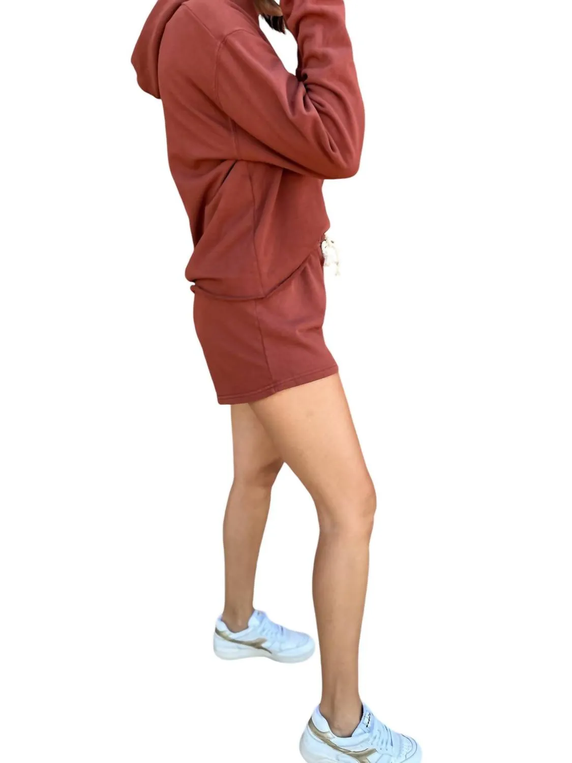Kokomo Beach Fleece Cutoff Hoodie In Russet