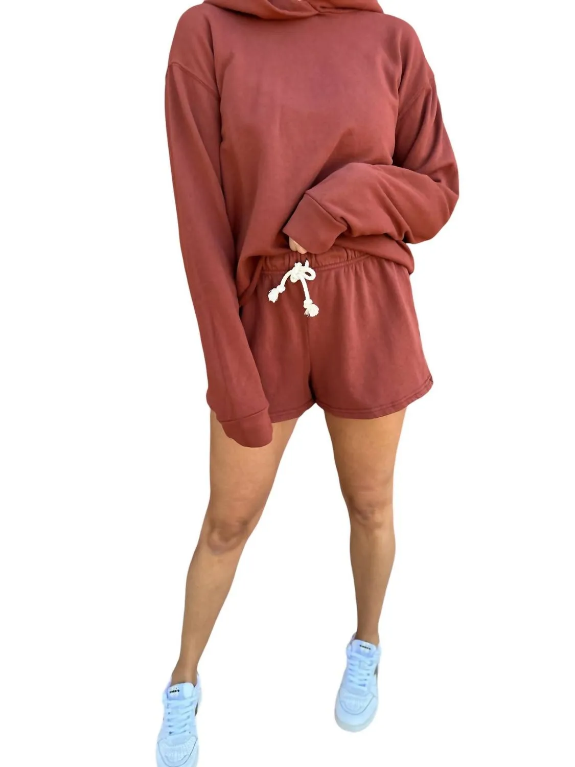 Kokomo Beach Fleece Cutoff Hoodie In Russet