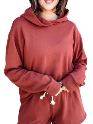 Kokomo Beach Fleece Cutoff Hoodie In Russet