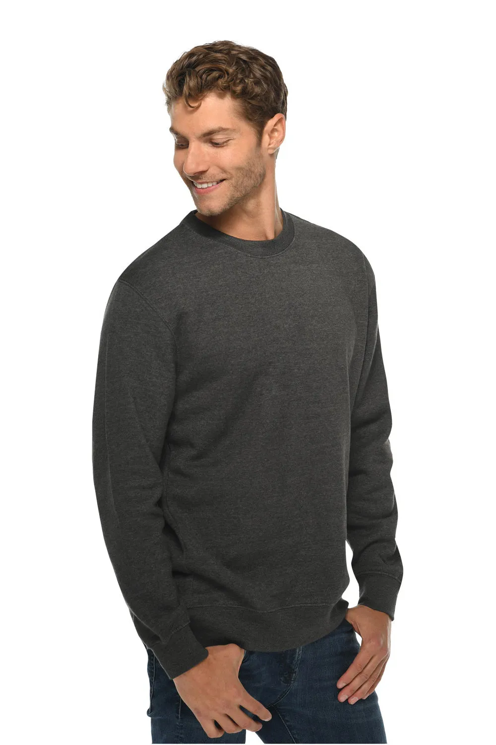 Lane Seven Mens Premium Crewneck Sweatshirt - Heather Charcoal Grey