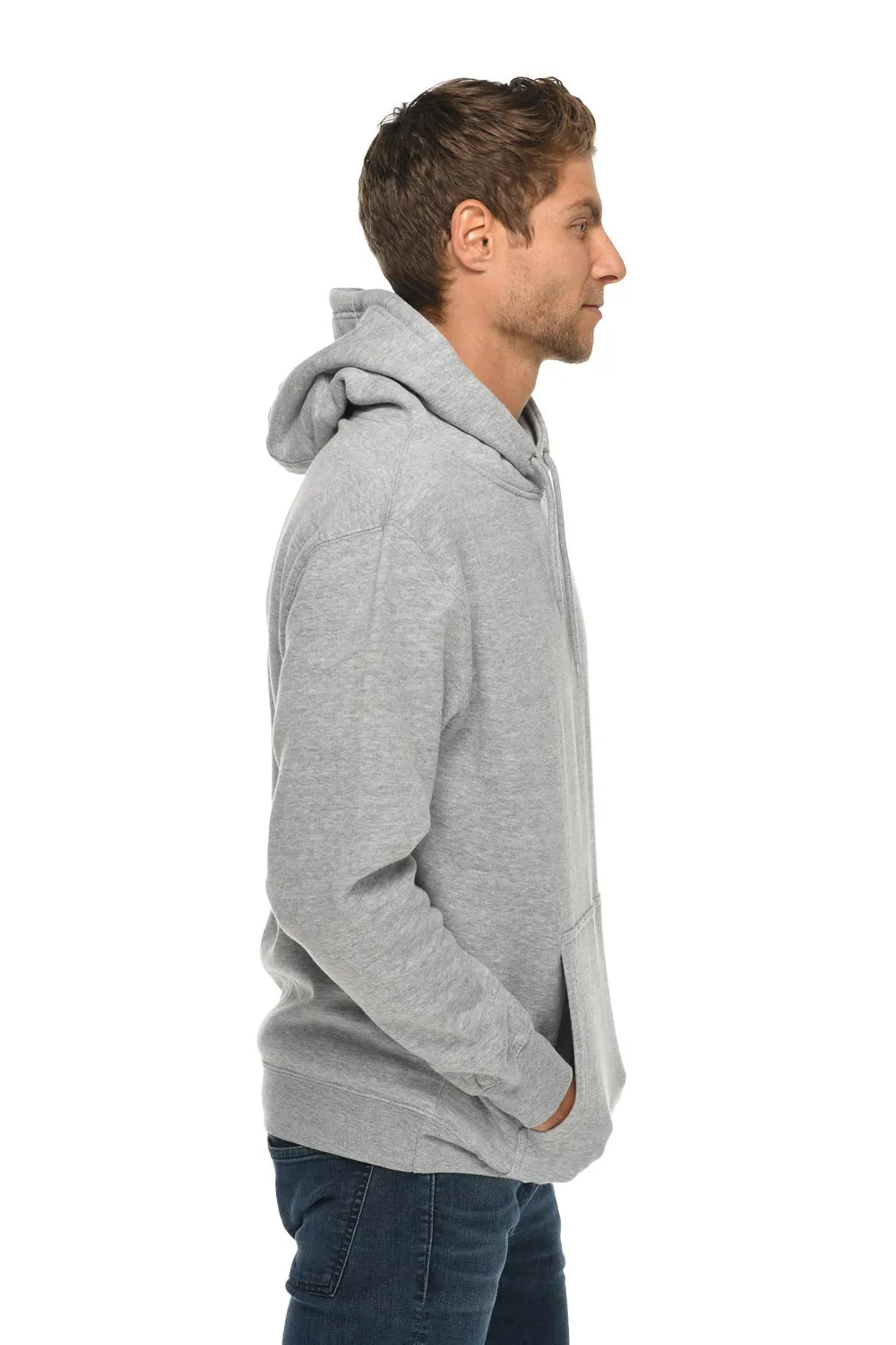 Lane Seven Mens Premium Hooded Sweatshirt Hoodie w/ Pouch Pocket - Heather Grey