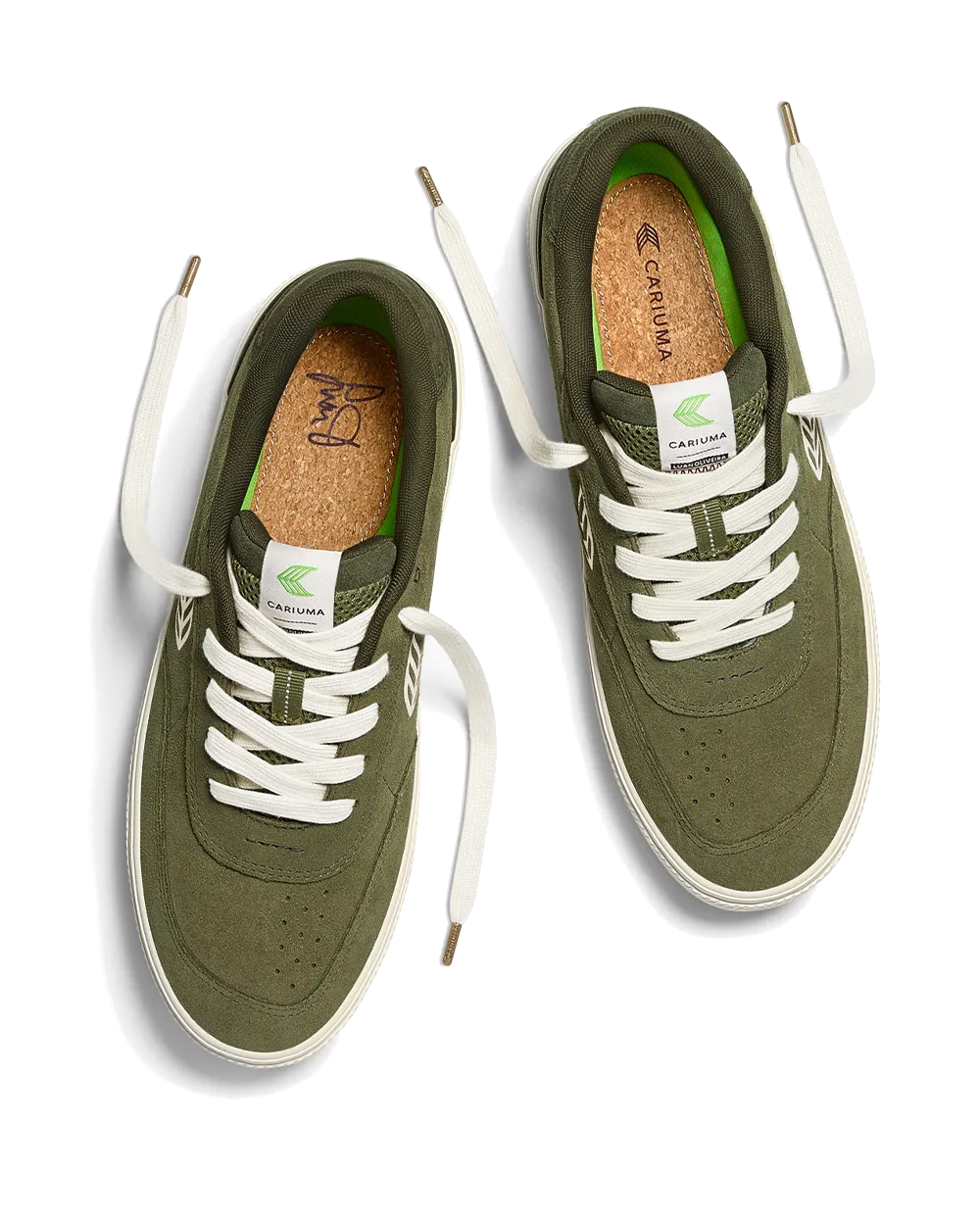 Luan Pro Suede Shoes in Olive Green & Ivory