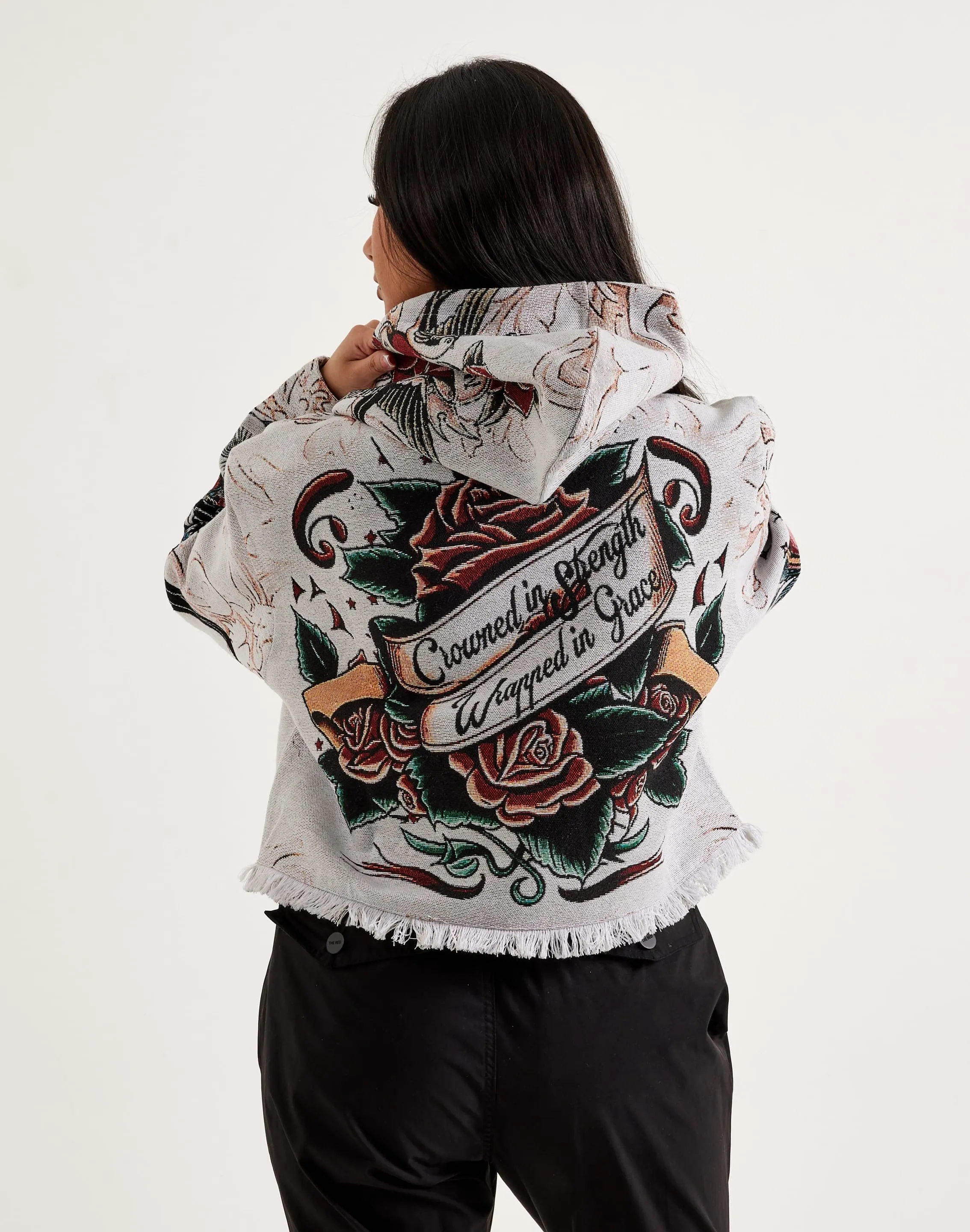 Majestik Fly High Tapestry Cropped Hoodie
