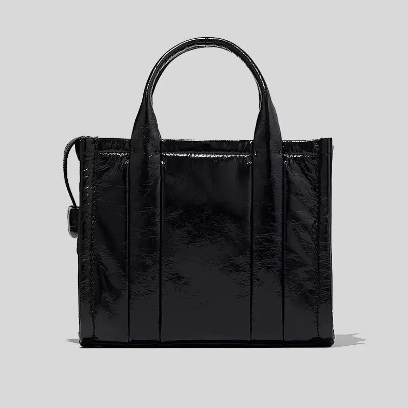 Marc Jacobs Bags MARC JACOBS The Shiny Crinkle Small Tote Black H065L01PF22