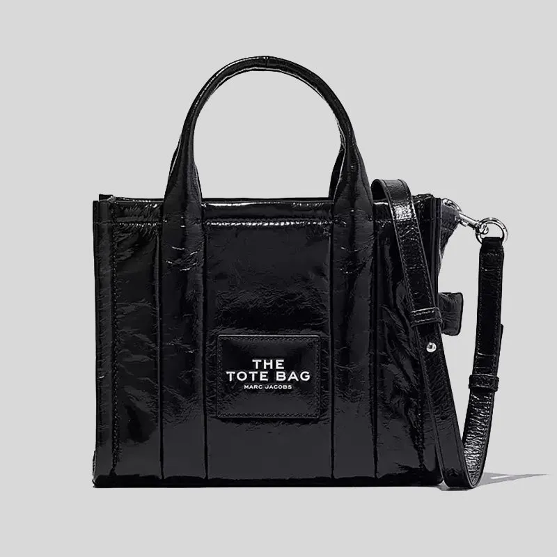 Marc Jacobs Bags MARC JACOBS The Shiny Crinkle Small Tote Black H065L01PF22