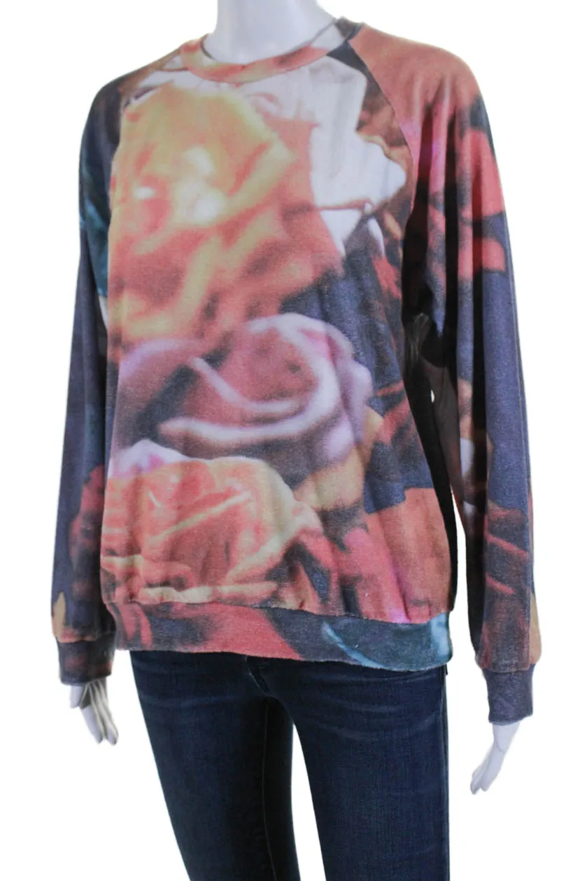 Marios Womens Cotton Blend Red Printed Crew Neck Pullover Sweatshirt