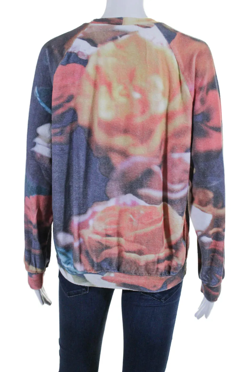 Marios Womens Cotton Blend Red Printed Crew Neck Pullover Sweatshirt
