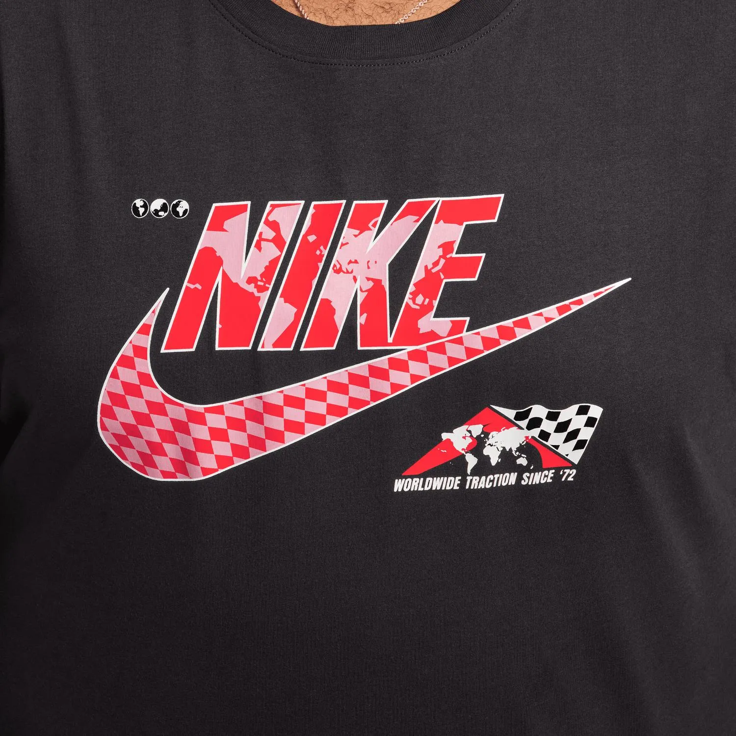 Men's Checkered Flag T-Shirt In Black